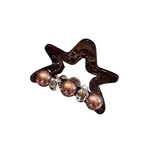 韩系镂空闪钻五角星高马尾抓夹2025新款半扎发夹后脑勺鲨鱼夹发饰