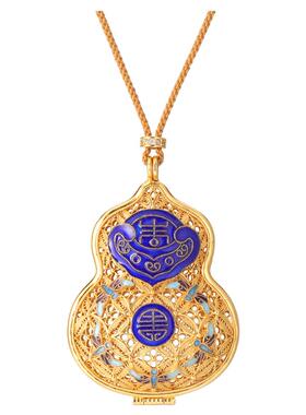 非遗花丝镂空福禄葫芦银鎏金吊坠