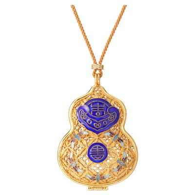 非遗花丝镂空福禄葫芦银鎏金吊坠