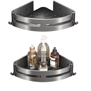 四季沐歌卫生间置物架免打孔浴室厕所淋浴室置物架子太空铝三角篮