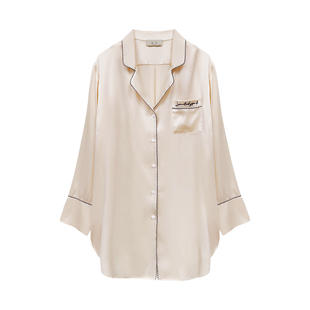 桑罗度假风真丝衬衫裙桑蚕丝连衣裙可外穿睡裙家居服秋季新品