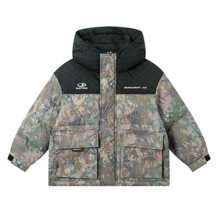 男童冬装撞色迷彩工装羽绒服爆款2025新款青少年儿童防寒加厚外套