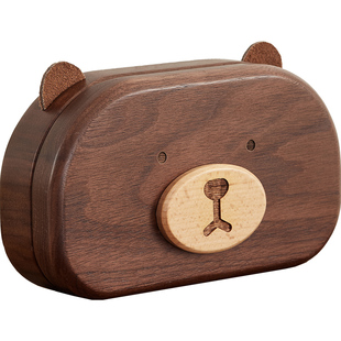 初心实木首饰盒创意防氧化女孩便携耳环精致饰品收纳盒手饰盒小