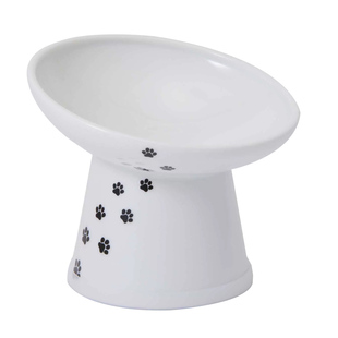 奢侈猫-日本Necoichi高脚陶瓷猫碗猫咪喝水碗保护脊椎斜浅口食盆