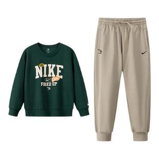 NIKE 3BRAND童装男女童套装运动2件套儿童红色卫衣卫裤拜年服童装