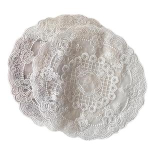 欧式ins风玲珑暗香蕾丝托盘垫圆形镂空花边摆拍首饰盖布中古餐垫