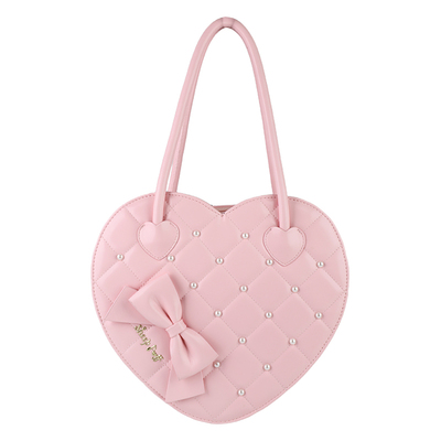 【现货】珍珠爱心包绵羊泡芙lolita甜娘蝴蝶结手提包斜跨
