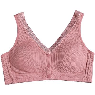 中老年妈妈纯棉内衣前扣式文胸