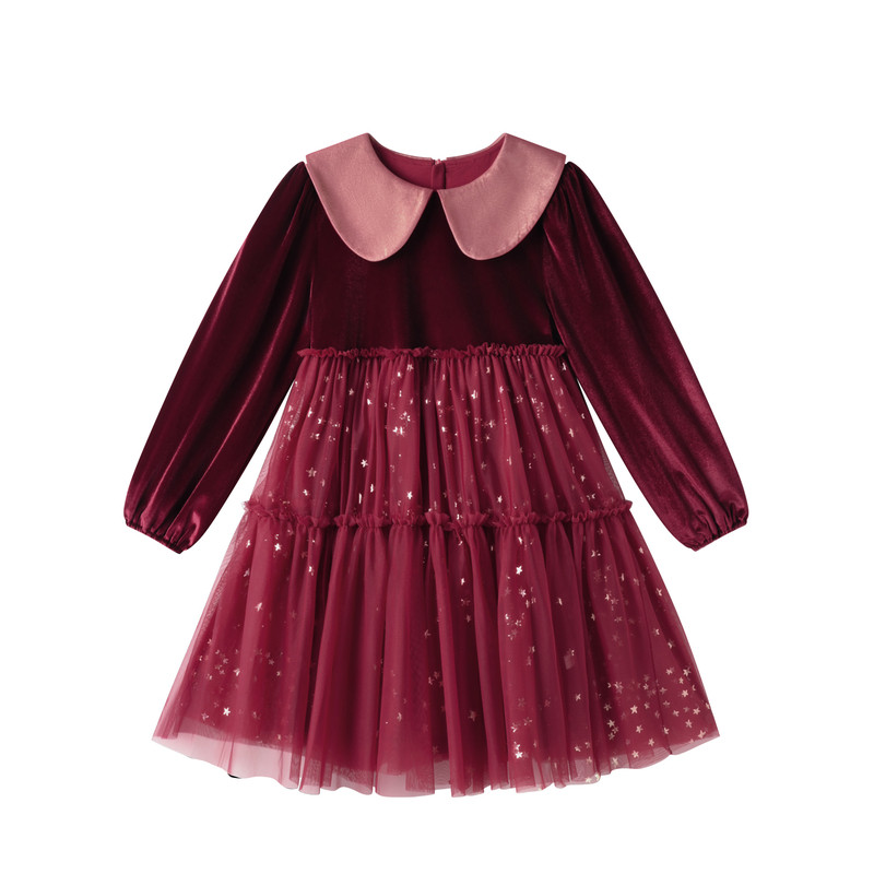 LYSUCS女童秋冬丝绒连衣裙拜年服
