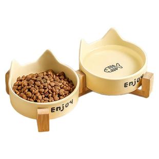 猫碗陶瓷猫食盆宠物碗喝水碗粮碗一体猫咪饭碗狗狗碗不易打翻护颈