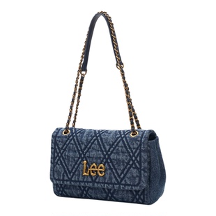 Lee女菱形格链条单肩包斜挎包牛仔帆布时尚通勤包woc腋下包