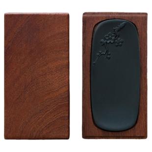 问心堂新坑梅花砚台黑龙尾歙砚砚台书法练习磨墨原石砚台初学者用墨池墨盒文房四宝书法国画工笔墨锭专用砚台