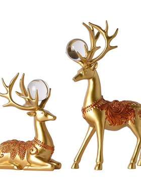 创意福鹿摆件客厅玄关腊梅花过年