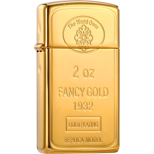 ZIPPO打火机官方正品 防风芝宝镀金纤巧金砖小黄鱼送男士生日礼物