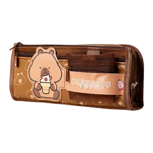 得力笔袋初中生高颜值文具盒男生女生2026新款大容量铅笔盒小学生铅笔袋卡皮巴拉熊猫款多功能收纳复合文具袋