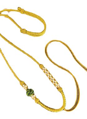 原创设计吊坠挂绳毛衣链手工编织项链创意佛牌黄金锁配绳八股饰品