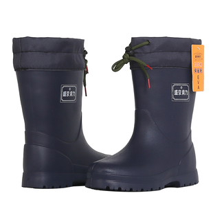 泡沫加绒胶鞋男 eva超轻雨靴中筒保暖雨鞋一体加厚棉水鞋抗寒水靴