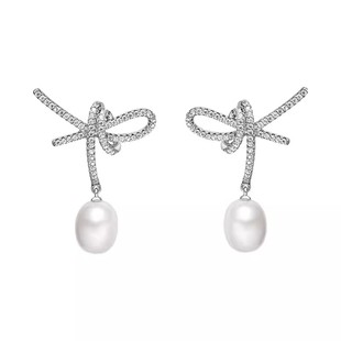 何方HEFANG珠宝白玫瑰丝带耳环优雅高级时尚轻奢感礼物耳坠耳钉女