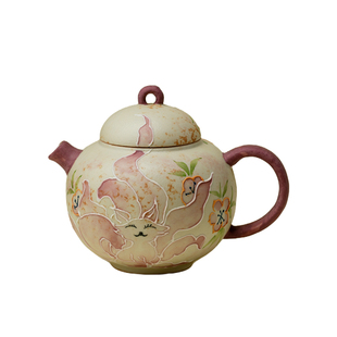 无落 中式复古手绘九尾仙狐茶壶家用高档中式家用茶具圆肚泡茶壶