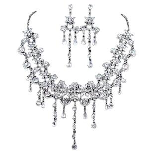 爆闪水钻锆石晚礼服项链女夸张名媛宴会锁骨链新娘主持人配饰颈链