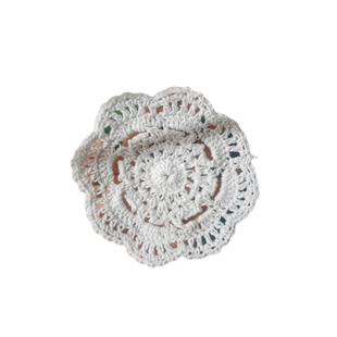 清新水莲 手工钩针钩花纯棉蕾丝编织装饰圆盘餐桌垫 白米22-50cm