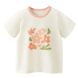 汤尼倍儿 婴儿短袖上衣夏季纯棉女宝宝圆领可爱T恤衫休闲薄款衣服