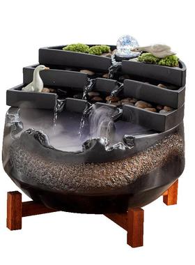 古都石材招财新古典客厅流水摆件