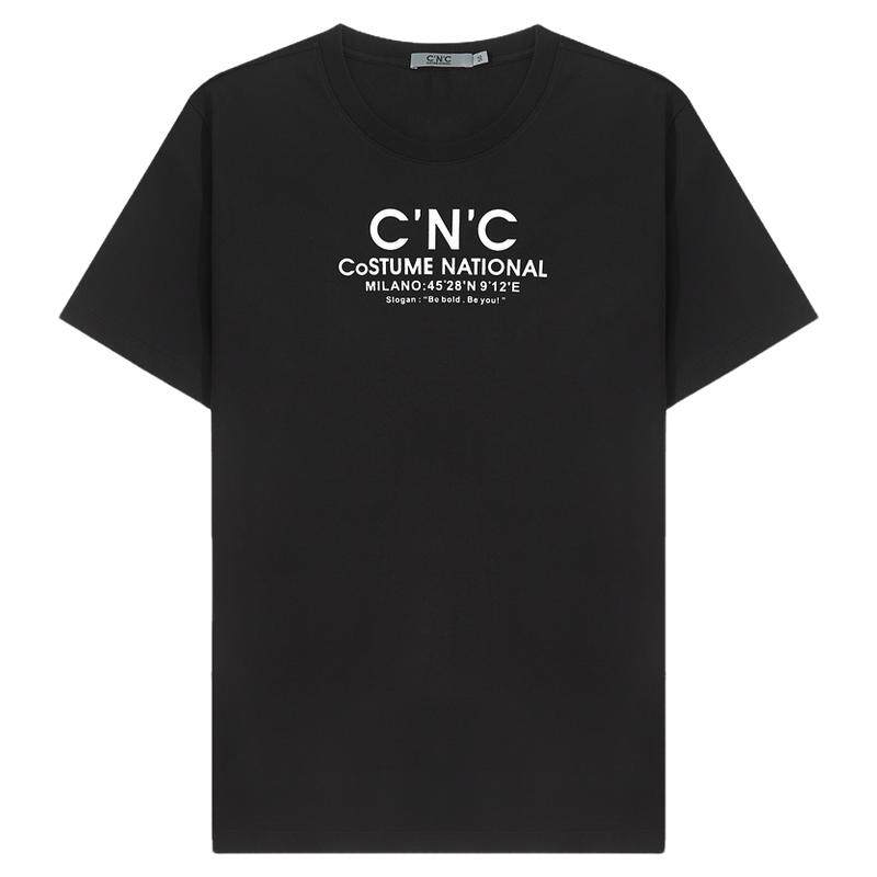 CNC男装夏季新款纯棉短袖T恤品牌logo印花休闲时尚青年T恤