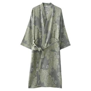 提花蝶舞睡袍女款春秋夏季纯棉纱布薄款宽松汗蒸浴袍家居服高级感