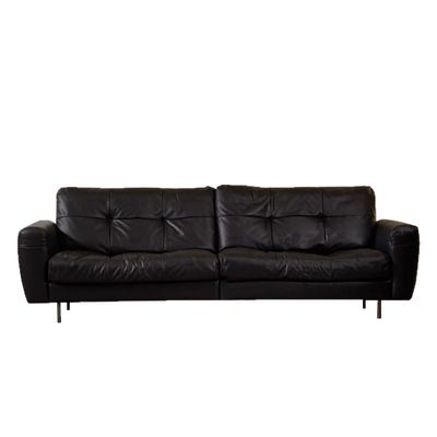 星云中古侘寂风头层牛皮沙发