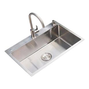 304厨房洗菜盆家用加厚手工拉丝单槽套餐大单槽手工盆洗碗池水槽