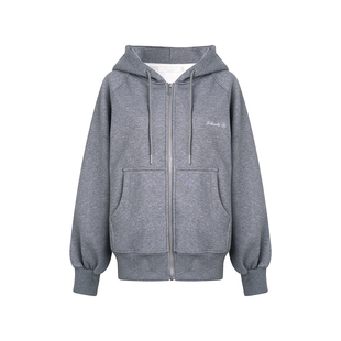 Kroche 慵懒休闲 细闪复合绒 雪花刺绣宽松显瘦连帽卫衣外套