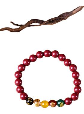 2024年原矿朱砂紫金砂圆珠五路财神款手链 男女款本命佛饰品