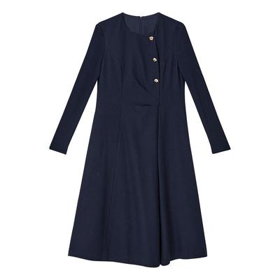 【中国红】YINER音儿专选冬季羊毛侧门禁捏褶收腰连衣裙