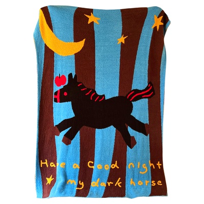 click幸运黑马半边绒毛毯马年
