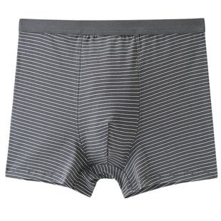 单件条纹男士纯棉高腰内裤舒适透气宽松裤衩款平角裤加肥加大码