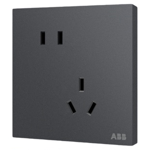 ABB旗舰店三孔16A空调一开单双控usb斜五孔盈致家用开关插座面板