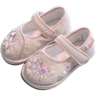 女童绣花鞋宝宝汉服鞋子国风布鞋1-3岁中国风手工千层底布鞋软底