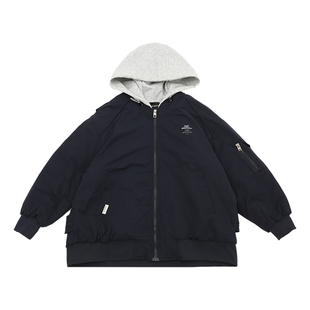 男童夹棉外套2025冬装新款中大童加厚上衣韩版假两件儿童夹克衫潮