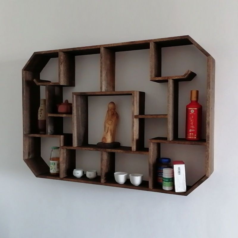 实木墙挂式置物架挂壁式茶具架博古架客厅茶叶壁挂式挂壁置物架子