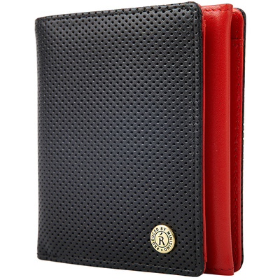 品仕四方收纳袋撞色钱包打孔牛皮