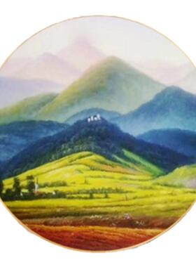 巨人山风景圆形油画大芬新中式