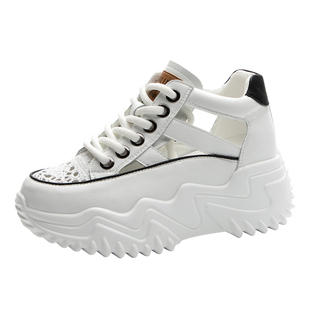 镂空老爹鞋女2026新款厚底运动鞋子网面透气夏天内增高小白鞋凉鞋