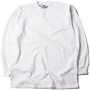 美国购PROCLUB美式小领口大码纯色重磅长袖T恤HipHop说唱BBOY街舞