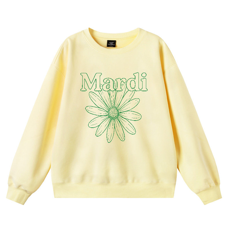 MardiMeditation小雏菊印花灰色卫衣宽松休闲2026秋款卫衣外套女