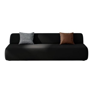 黑色直排沙发小户型工作室女装服装店美容院休息区接待现代简约