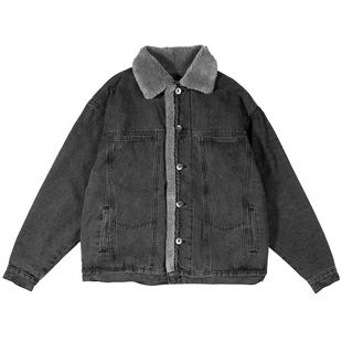 BODYDREAM加厚牛仔外套男休闲撞色翻领棉服炒色水洗做旧保暖夹克