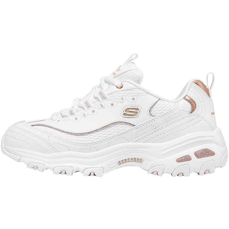 skechers斯凯奇女鞋老爹鞋厚底增高小白鞋女款秋冬白色休闲运动鞋
