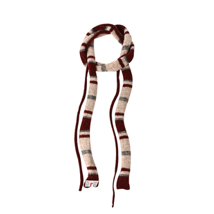 条纹细围巾女秋冬拼色长条针织辣妹装饰高级感时髦外搭飘带围脖潮