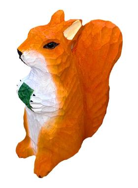 小松鼠纯手工木雕创意摆件实木动物雕刻办公室桌面装饰精致小礼物